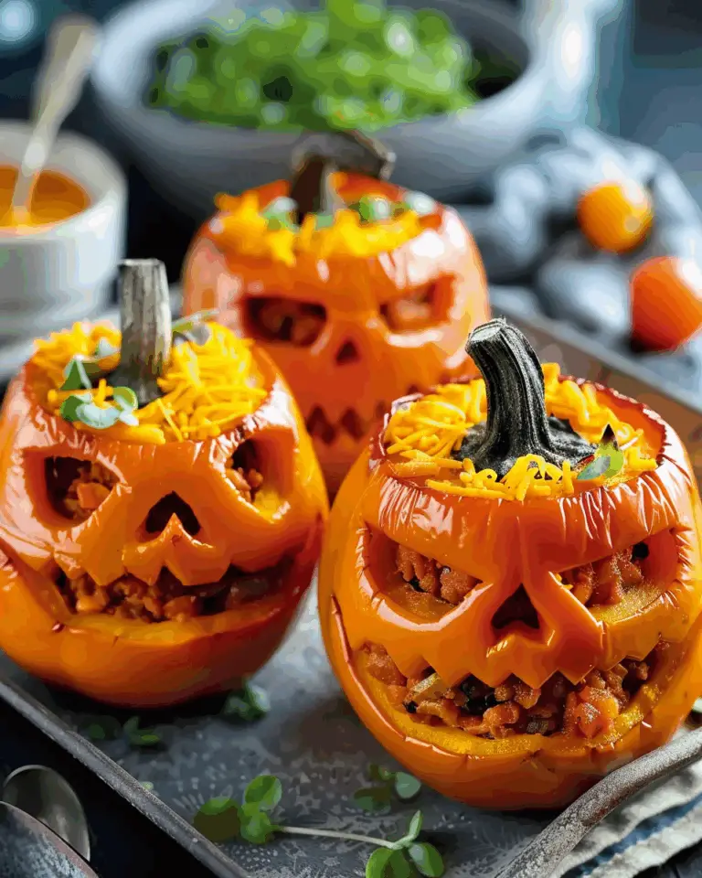 Jack O’ Lantern Stuffed Peppers
