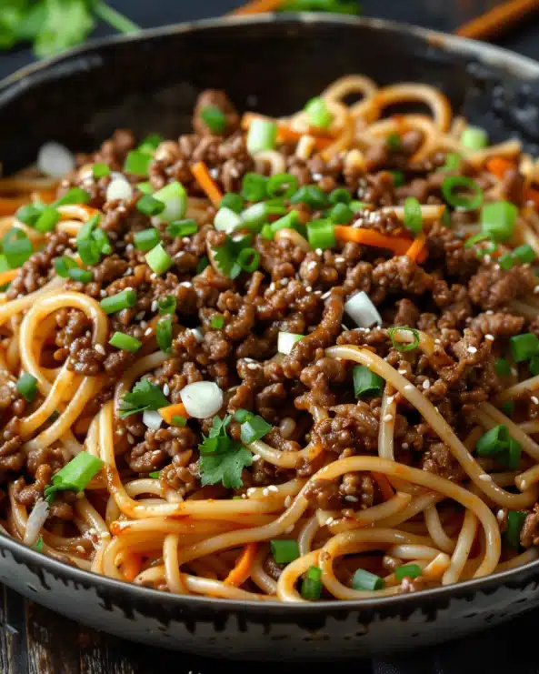 Mongolian Ground Beef Noodles
