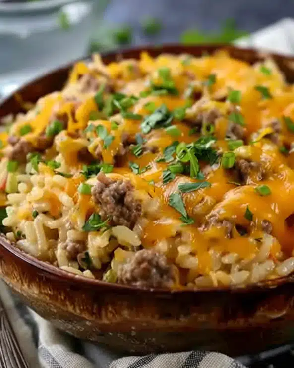 Cheesy Hamburger Rice Casserole