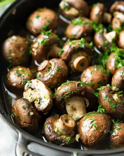 Slow Cooker Garlic Herb Mushrooms