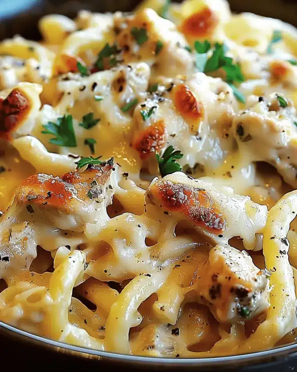 The Best Crockpot Garlic Parmesan Chicken Pasta Recipe