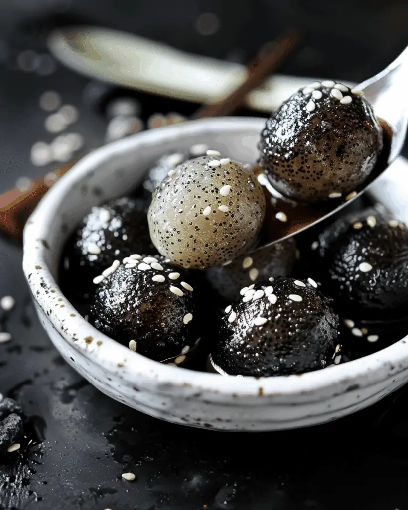 Inside-Out Black Sesame Sticky Rice Balls