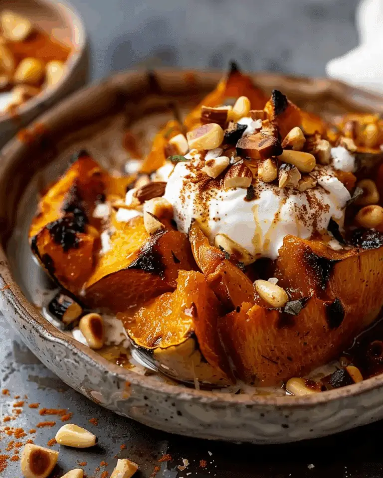 Roasted Pumpkin with Lemon Yogurt Sauce and Pine Nuts