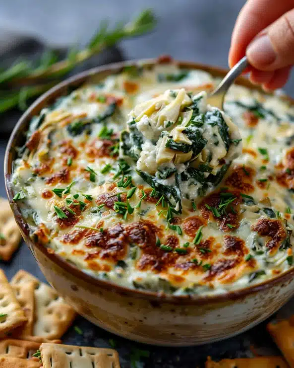 Savory Spinach and Artichoke Cheese Dip