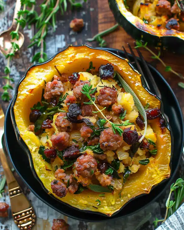 Sausage Stuffed Acorn Squash
