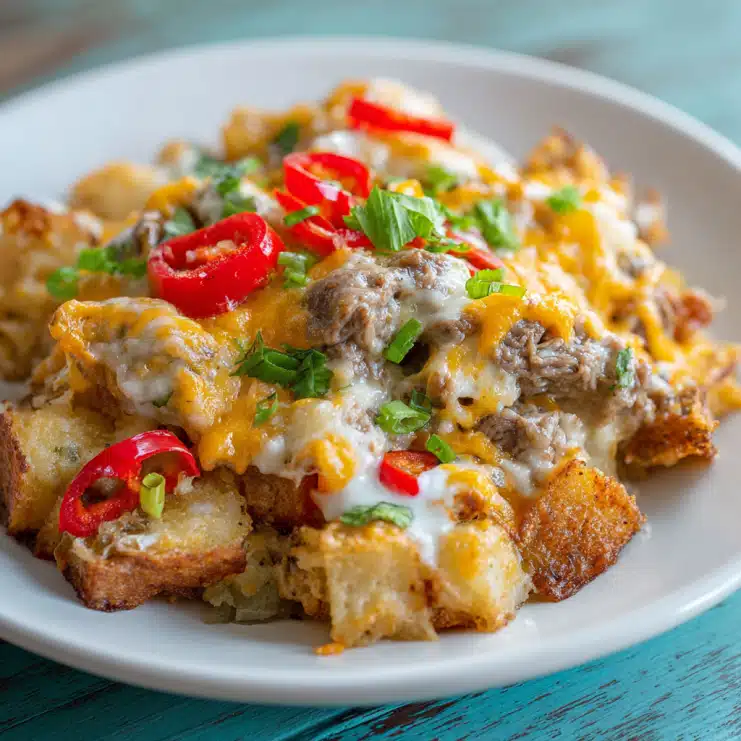 Crockpot Cheesesteak Potato Casserole