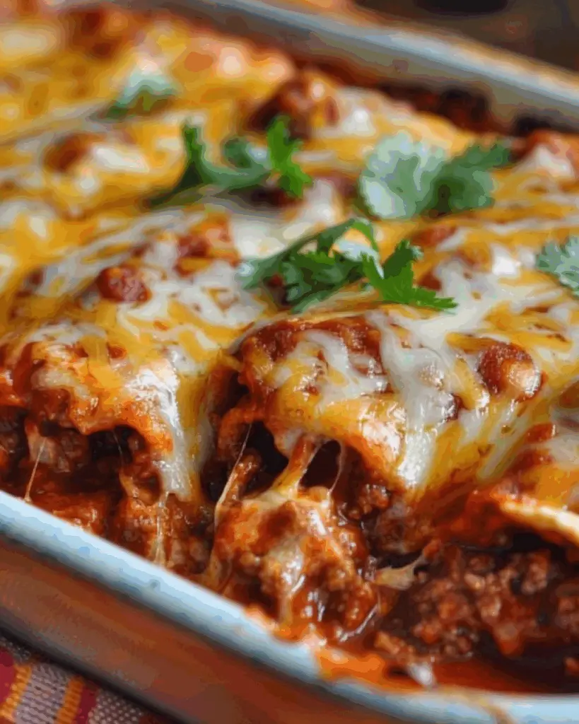 Isabel’s Amazing Beef Enchiladas with Red Sauce
