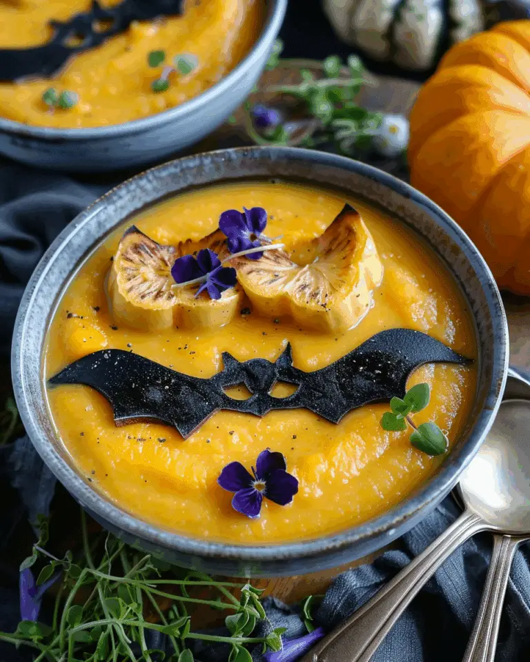 Butternut Squash Soup with Pasta Bats