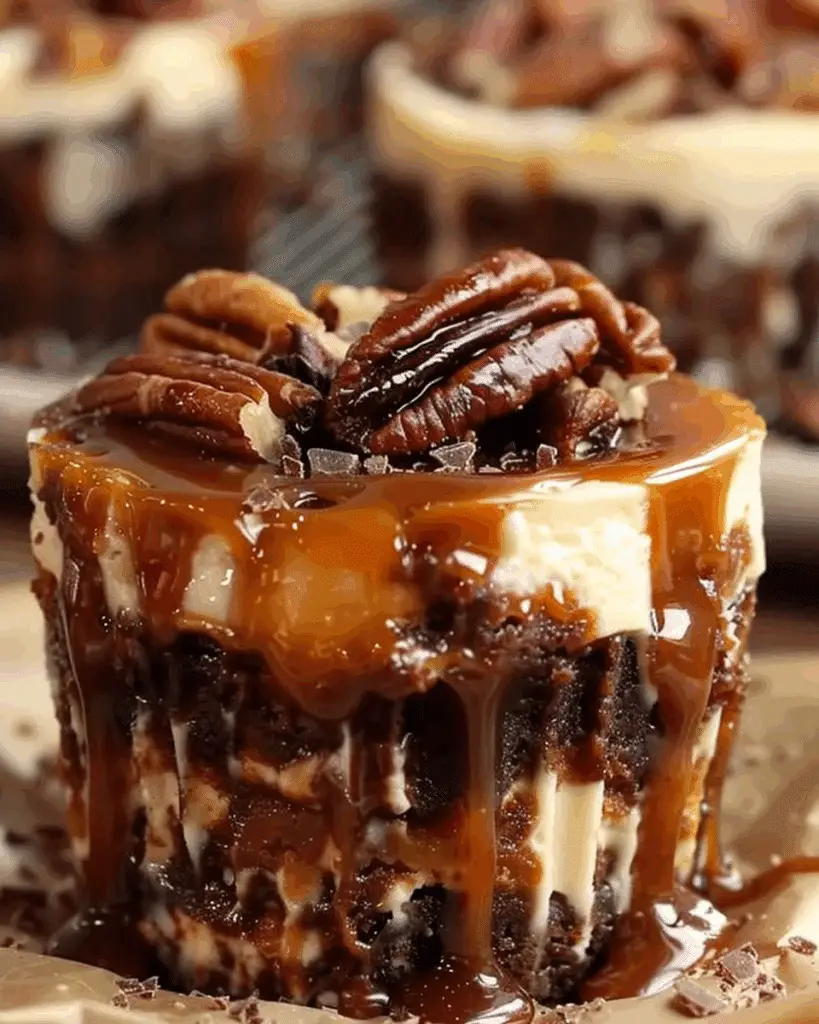 Loaded Caramel Pecan Brownie Cheesecake Cup