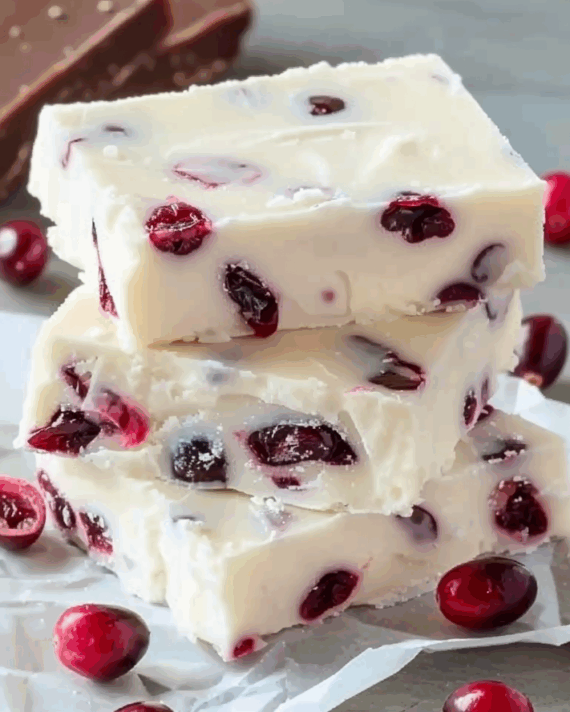 White Chocolate Cranberry Fudge