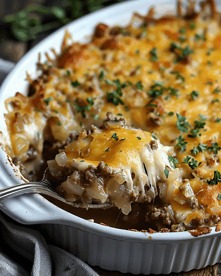 French Onion Ground Beef and Rice Casserole