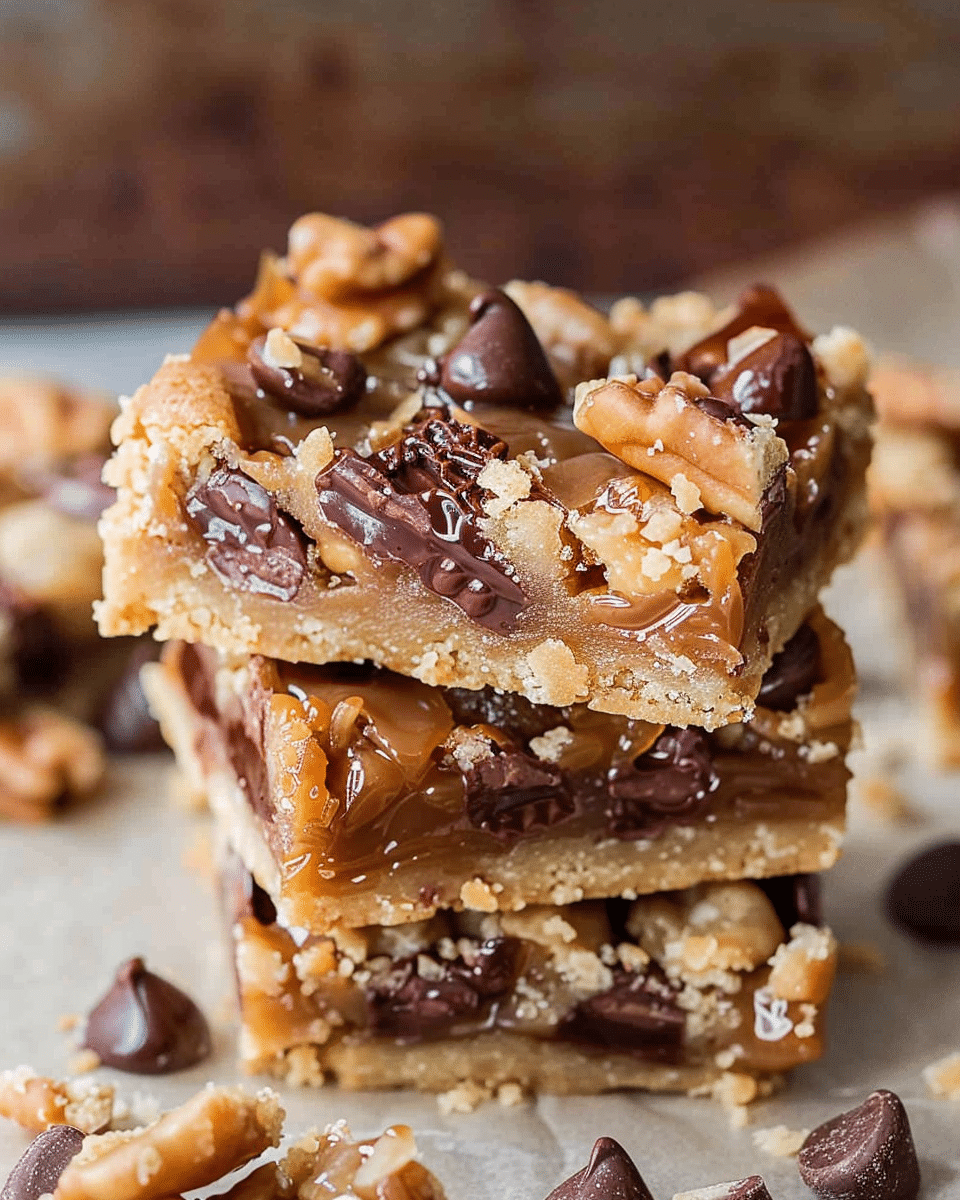 Turtle Cookie Bars Recipe - Cooked By Mia