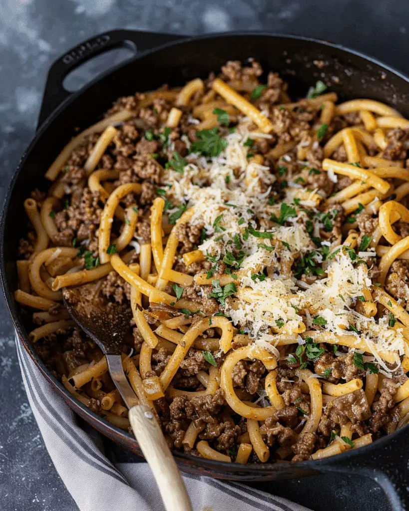 One-Pot Beef and Garlic Pasta