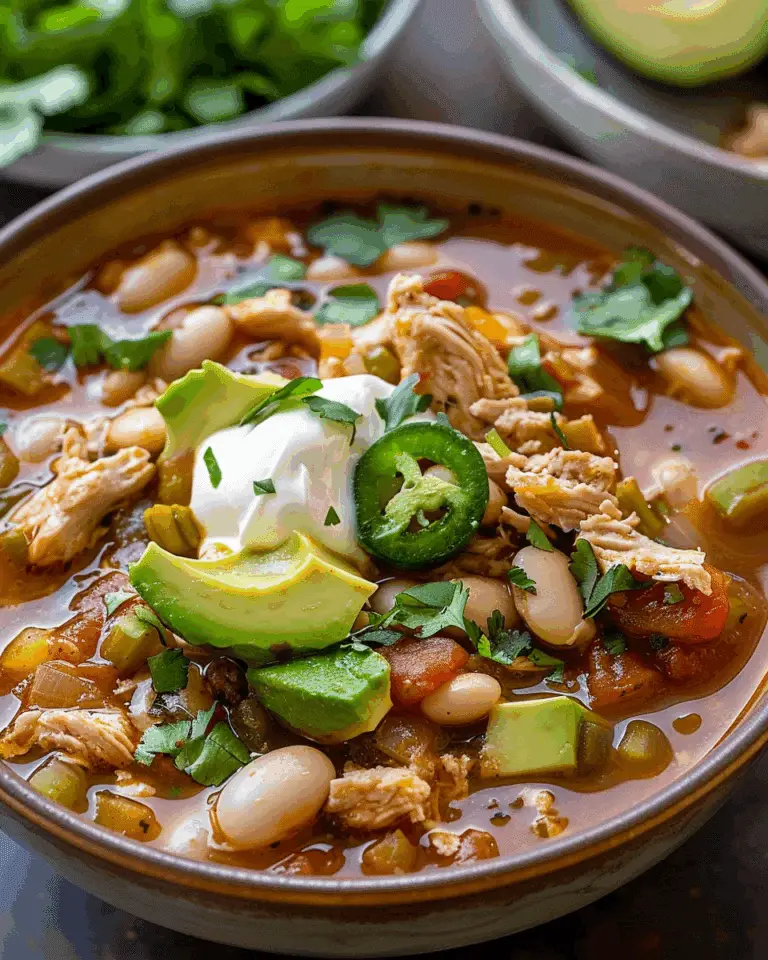 Healthy White Turkey Chili with Avocado & White Beans