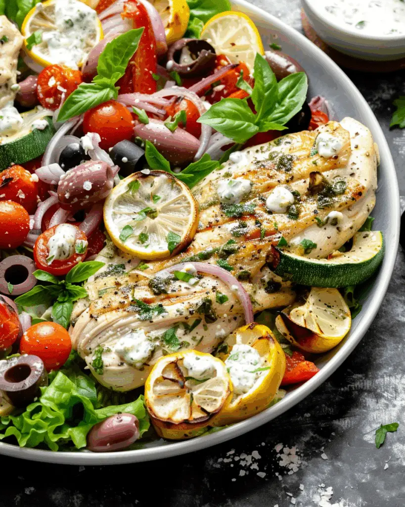 Sheet Pan Greek Chicken and Veggies with Tzatziki Sauce