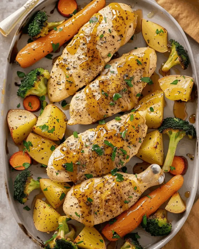 Easy Sheet Pan Honey Dijon Chicken with Veggies