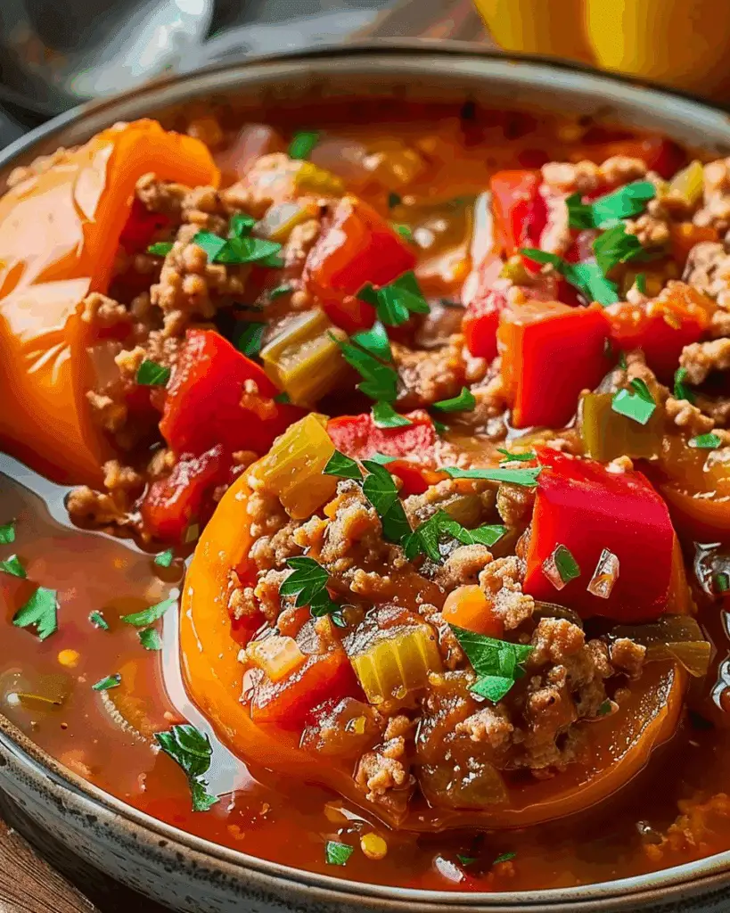 Bell Pepper Soup with Ground Turkey