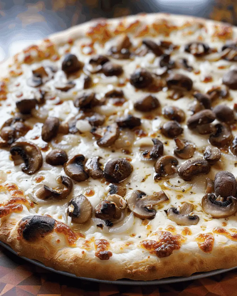 Mushroom & Onion White Pizza on Cottage Cheese Crust