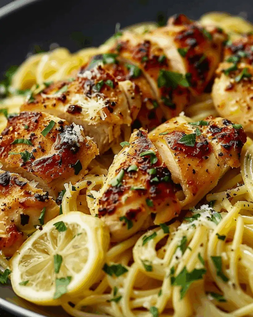 Lemon Garlic Butter Chicken with Parmesan Linguine