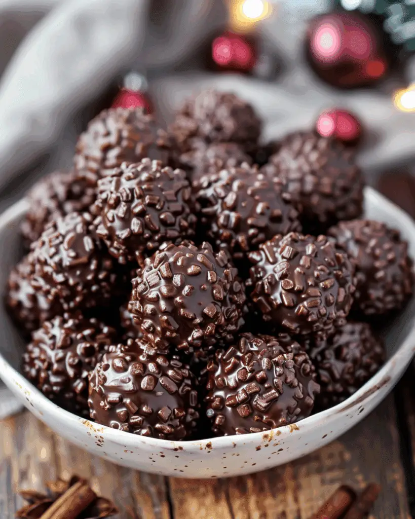 Holiday Chocolate Rice Krispie Balls