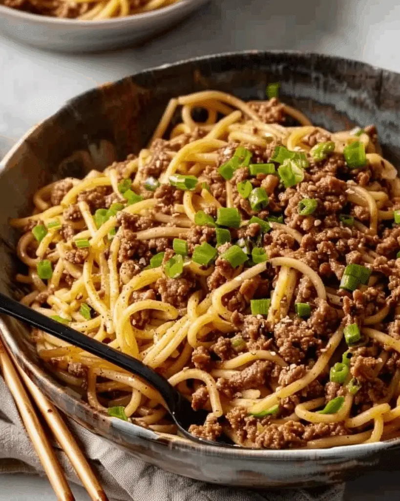 Mongolian Ground Beef Noodles