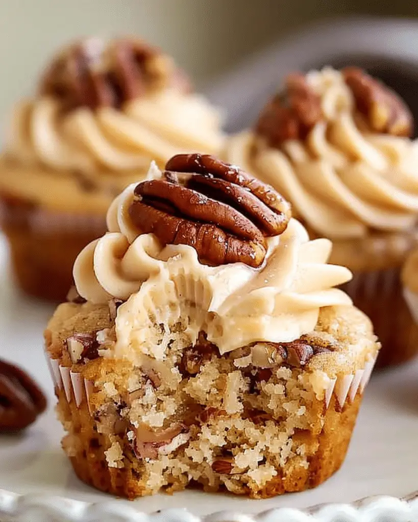 Pecan Pie Cupcakes with Brown Sugar Frosting