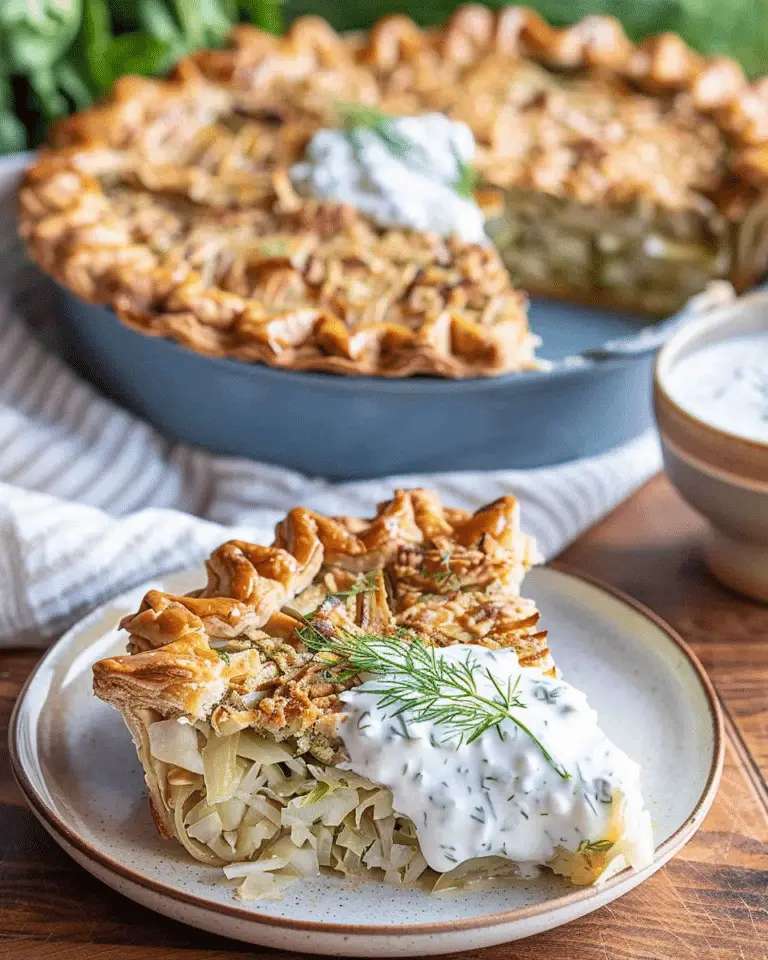 Crispy Cabbage Pie with Dill Cream Sauce – Easy Vegetarian Comfort Food Recipe