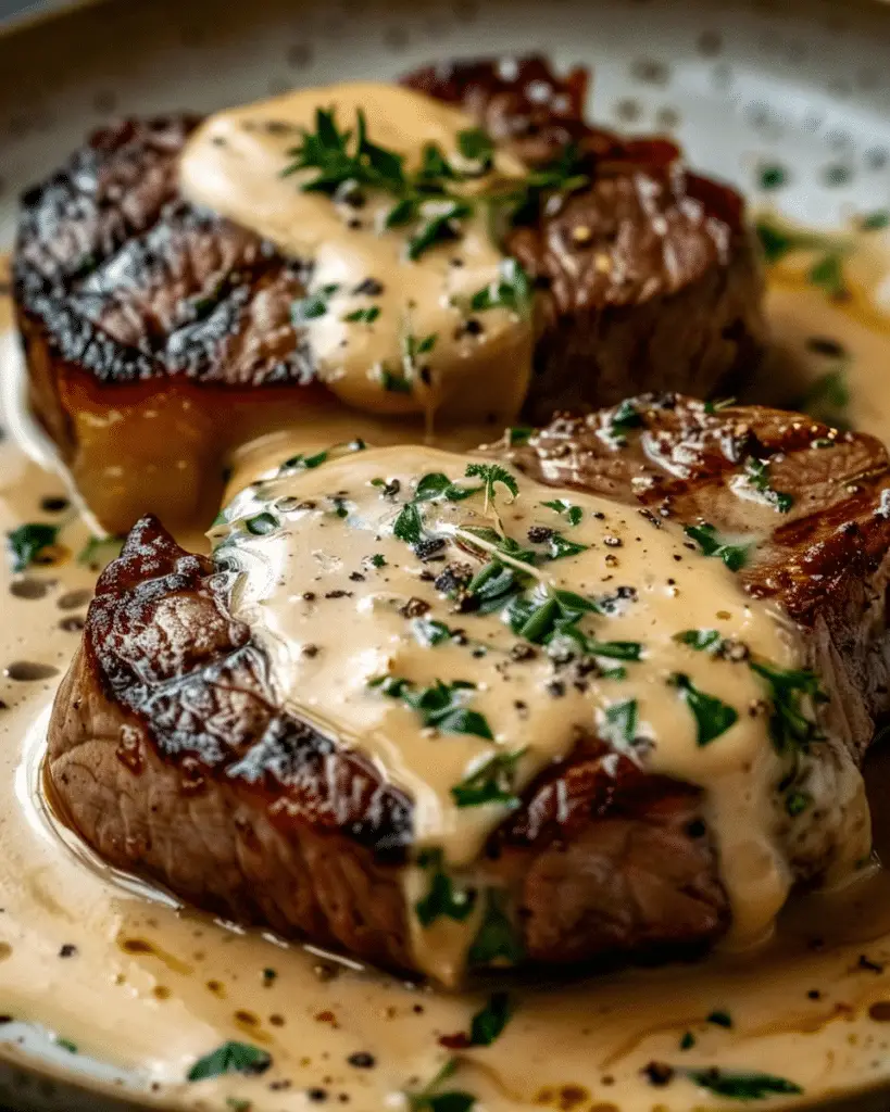 Juicy Steak with Creamy Garlic Sauce