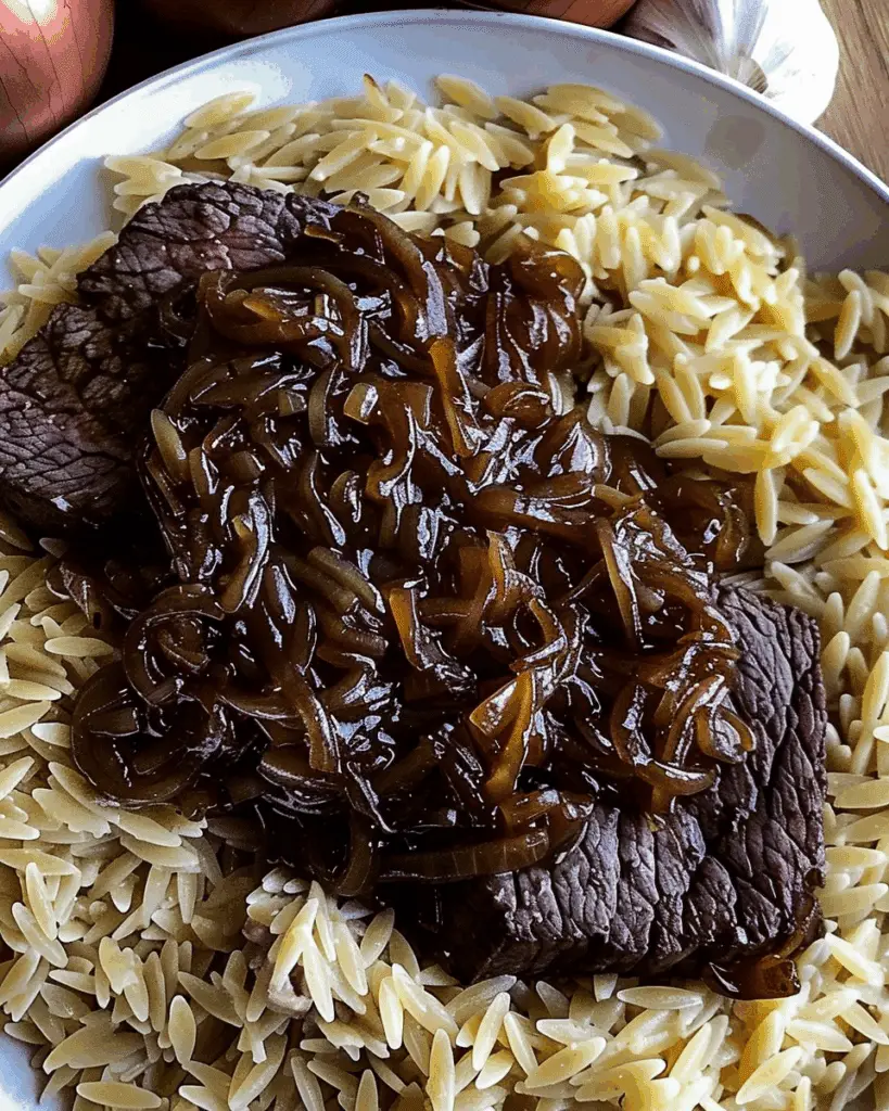 Steak and Caramelized Onion Orzo