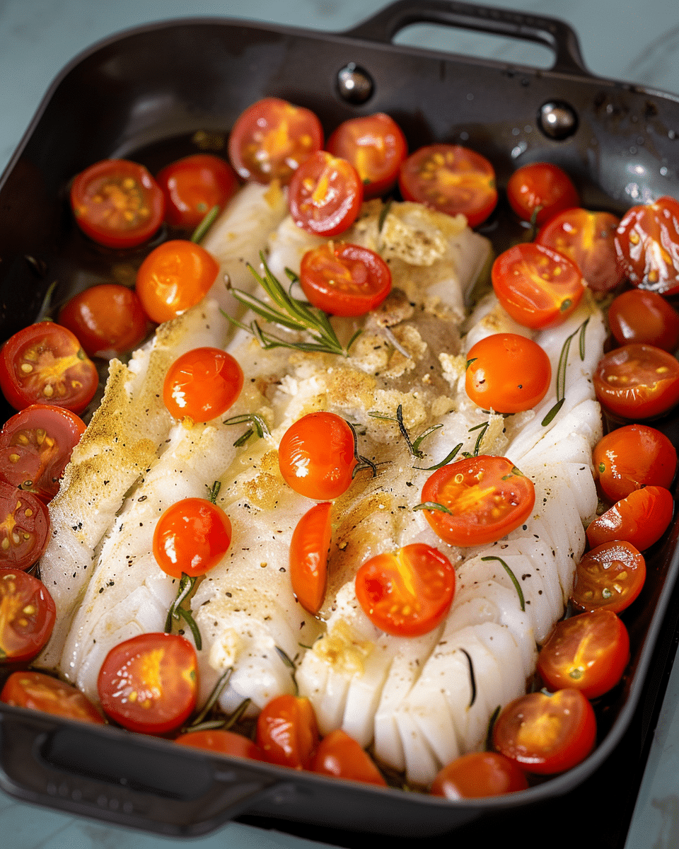 Easy Baked Italian Cod with Cherry Tomatoes