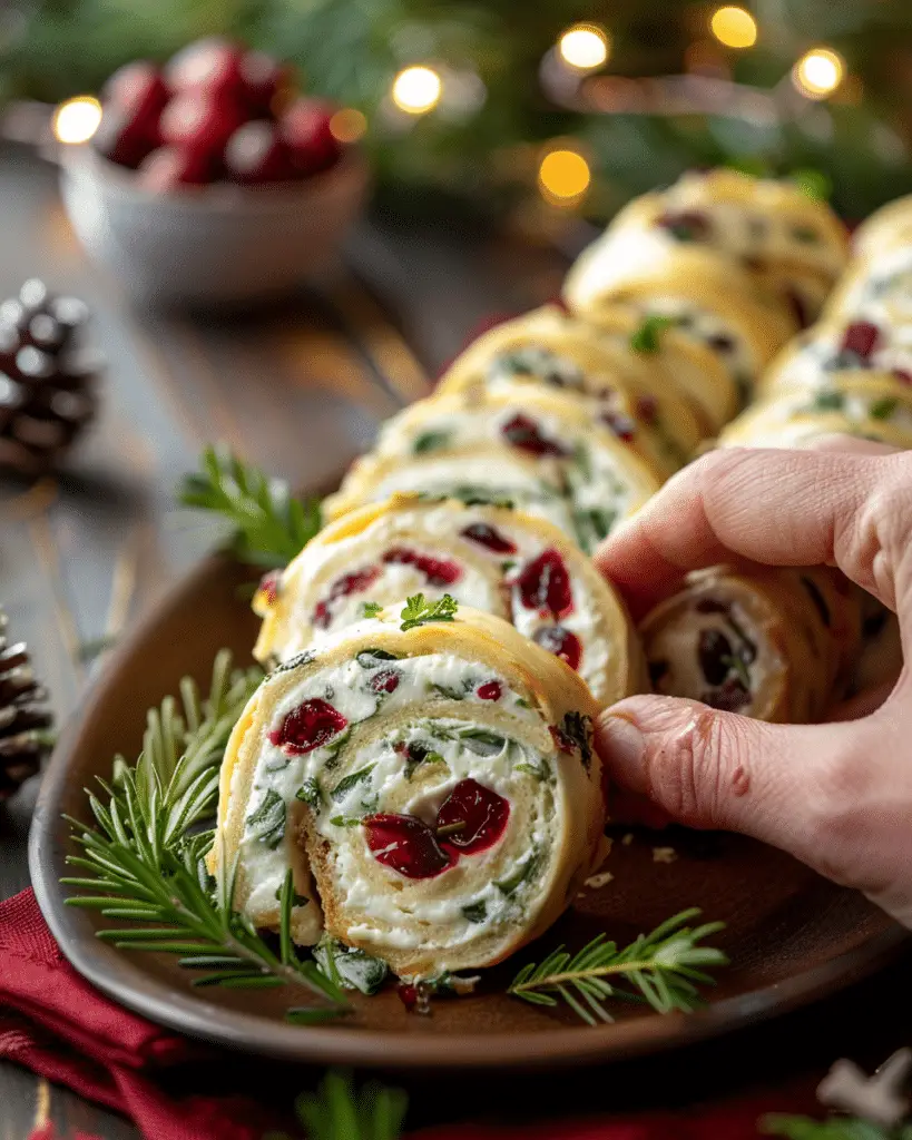 Savory Christmas Cranberry Roll Ups