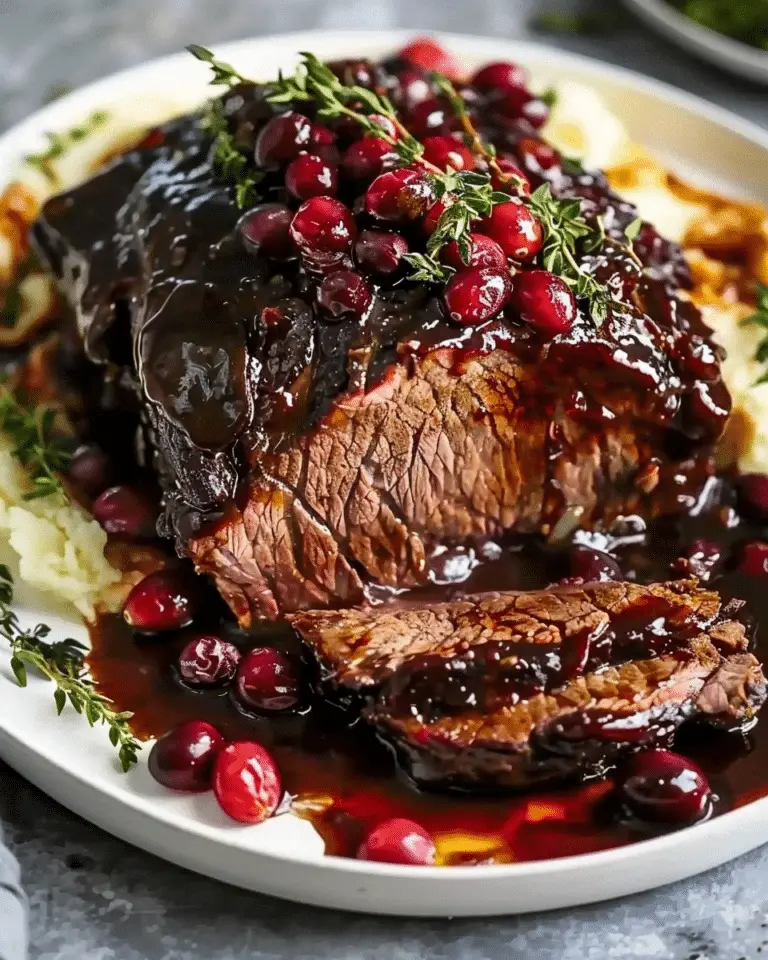 Slow-Braised Beef Roast with Cranberry Balsamic Glaze