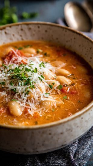 Parmesan Tomato Cannellini Bean Soup Recipe