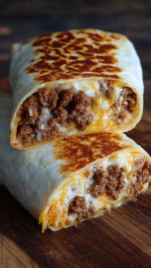Cheesy Beef and Potato Burritos