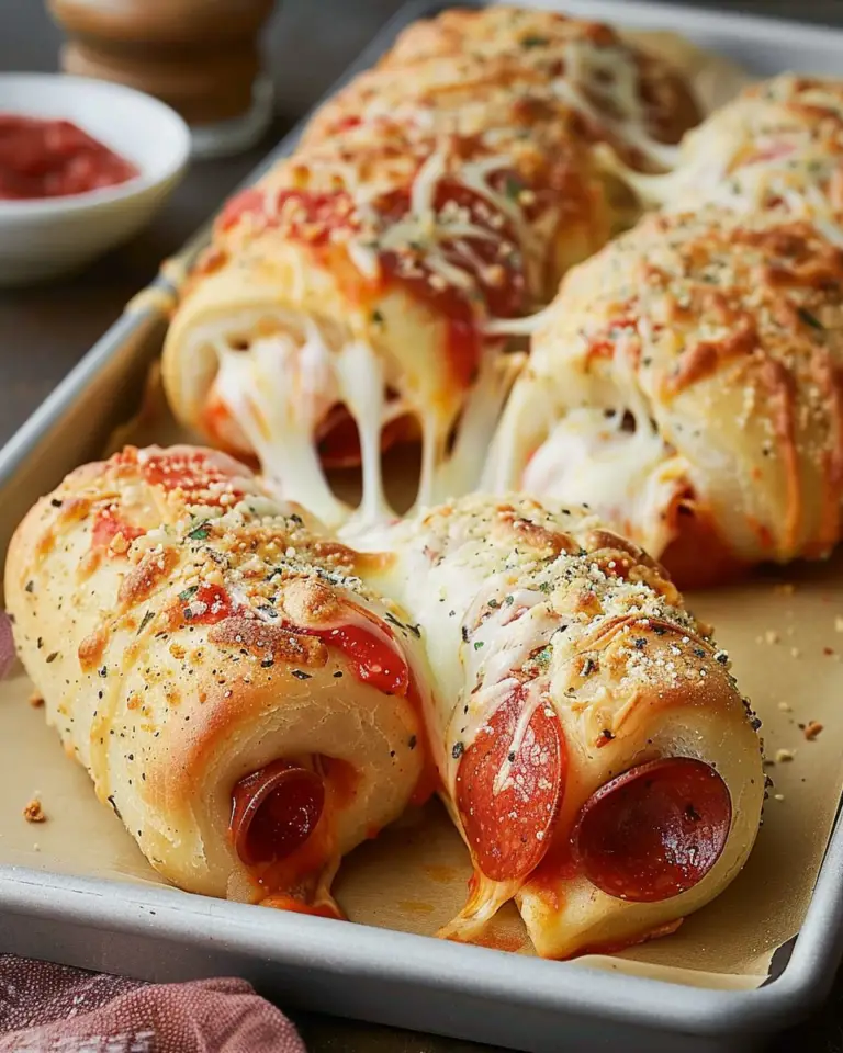 Triple-Stuffed Pepperoni Pizza Rolls with Cheese Lava