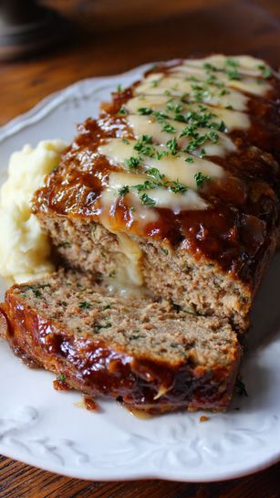 Crockpot French Onion Meatloaf With Melted Swiss Cheese