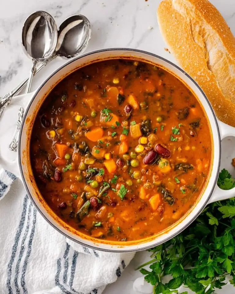 Hearty Vegetable Minestrone Soup with Pasta and Parmesan Recipe