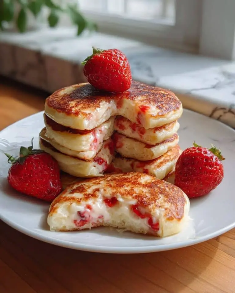 Vanilla-Strawberry Cottage Cheese Pancake Minis – Sweet, Fluffy & High-Protein Recipe