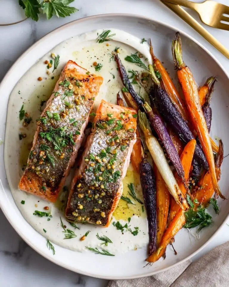 Simple Salmon Dinner with Roasted Carrots and Chive Vinaigrette Recipe