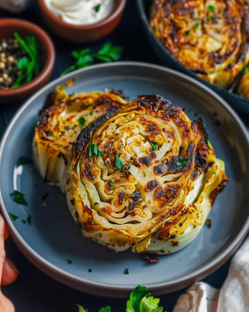 Oven Roasted Garlic Cabbage Steaks