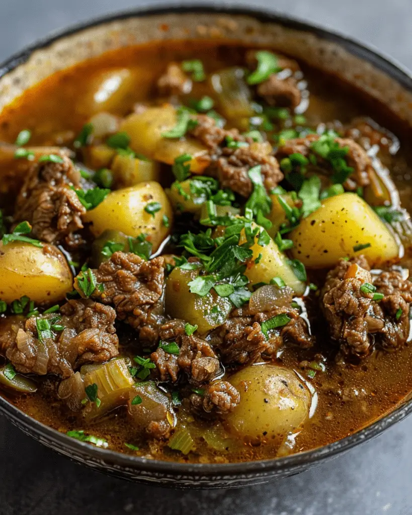 Hearty Beef with Green Chile & Potatoes
