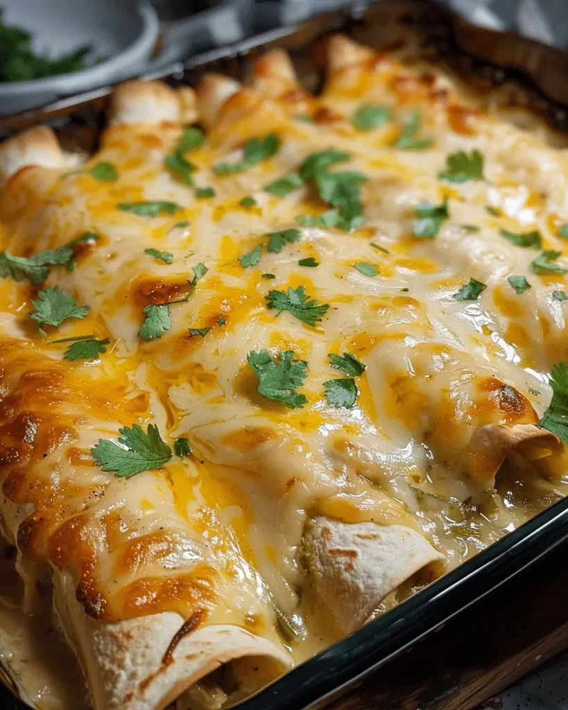 Homemade Hatch Green Chili Chicken Enchiladas