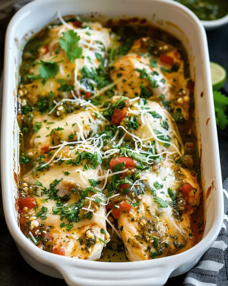 Mexican Salsa Verde Chicken Parmesan Bake