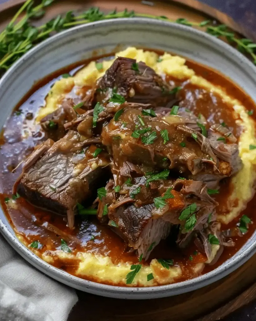 Italian Pot Roast Stracotto with Gorgonzola Polenta