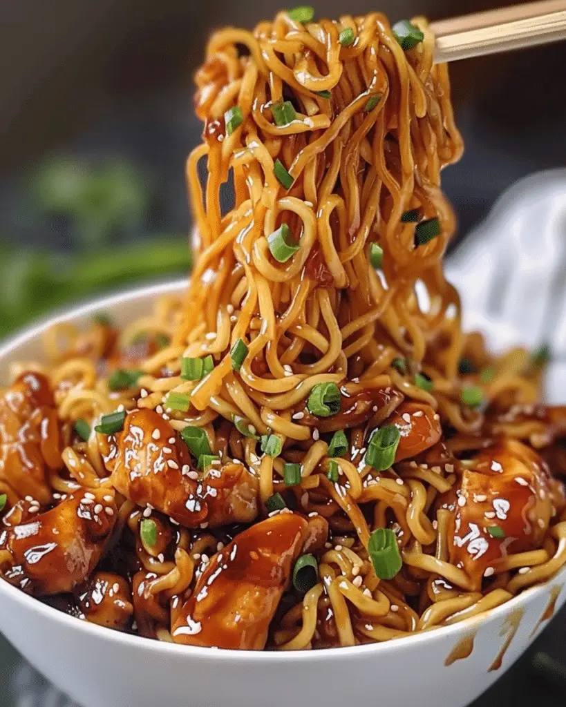 Sticky Garlic Chicken Noodles