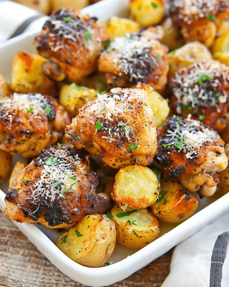 Crispy Garlic Butter Chicken Thighs with Parmesan Potatoes