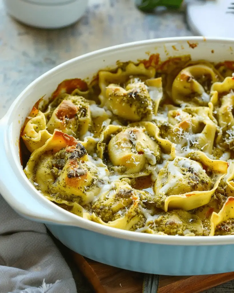 4-Ingredient Pesto Tortellini Bake