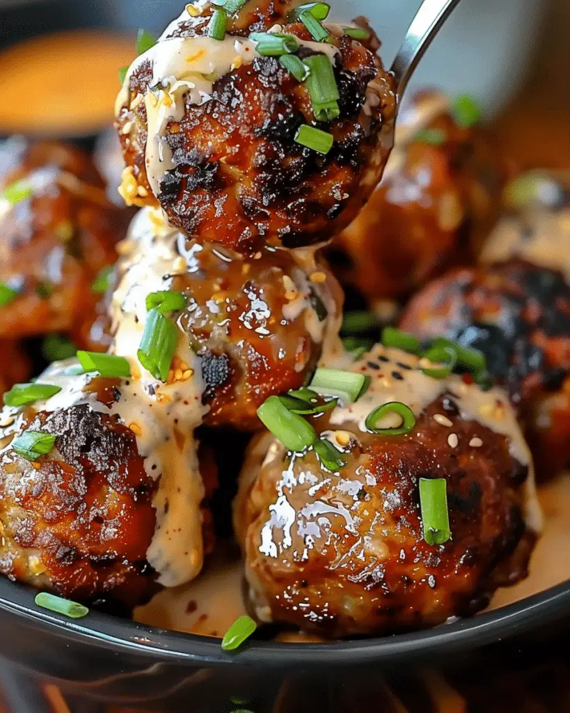 Korean BBQ Meatballs with Spicy Mayo Dip
