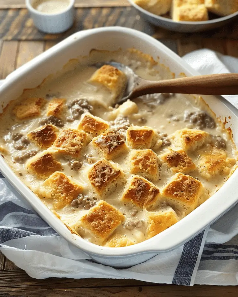 Lazy Biscuits & Gravy Breakfast Casserole