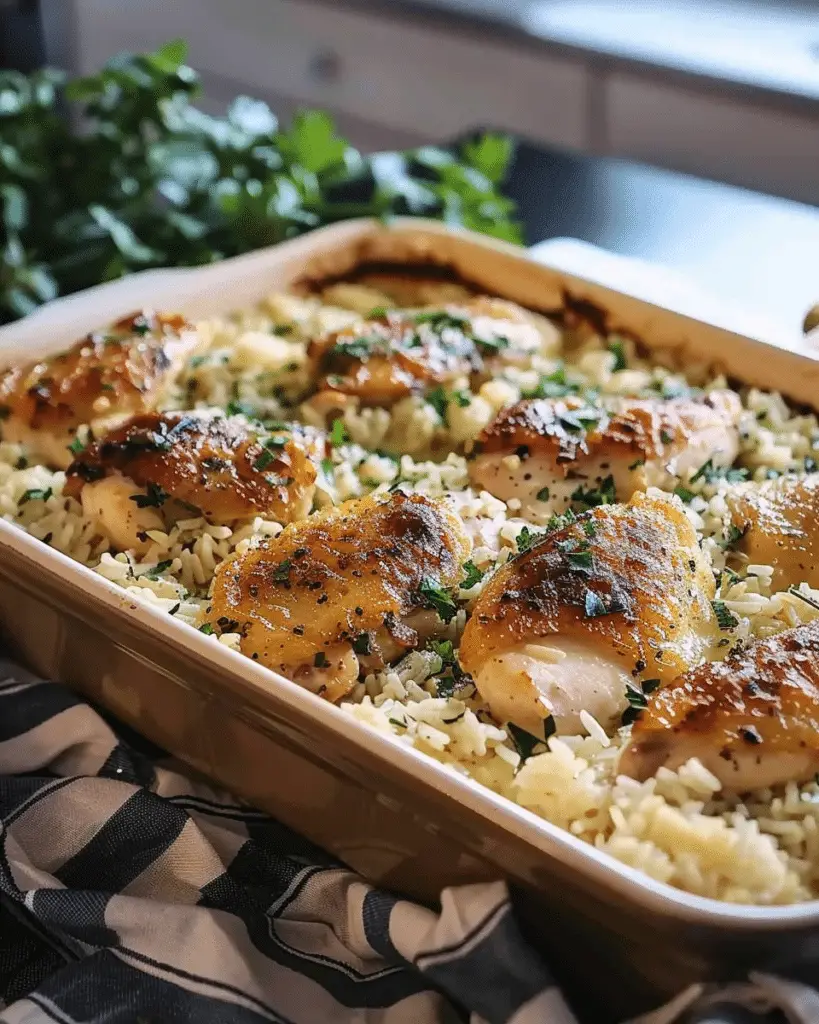 Garlic Butter Chicken and Rice Casserole
